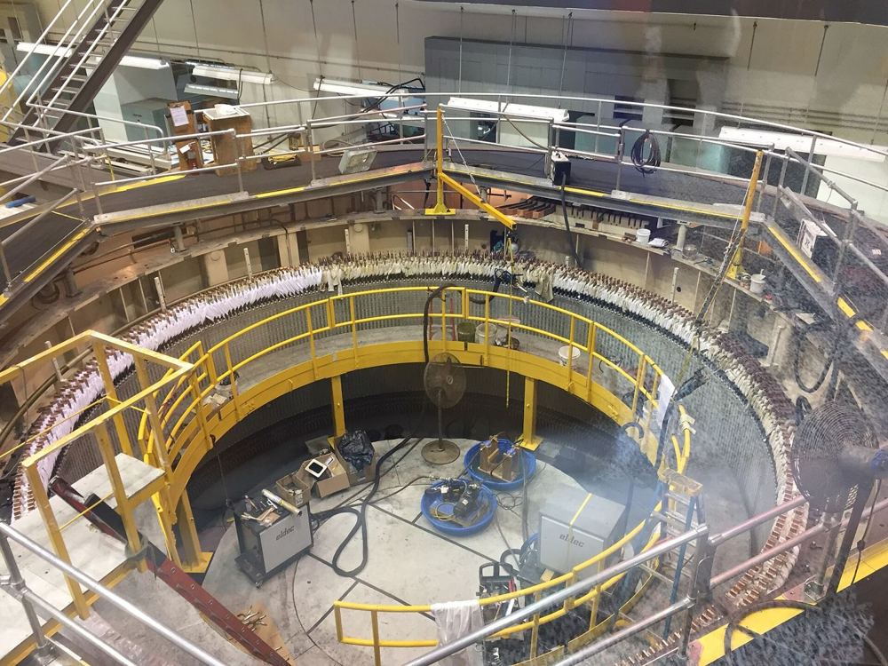 Large generator stator with the rotor removed