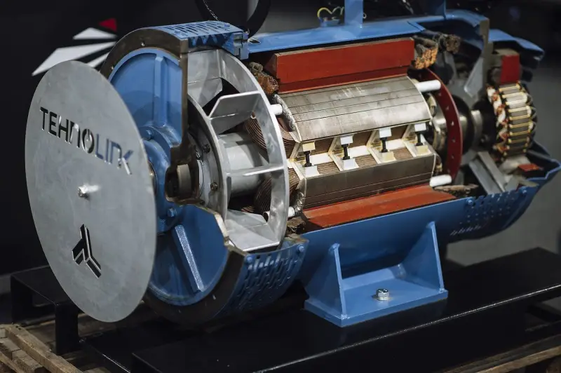 Cutaway of an electric motor showing stator and rotor